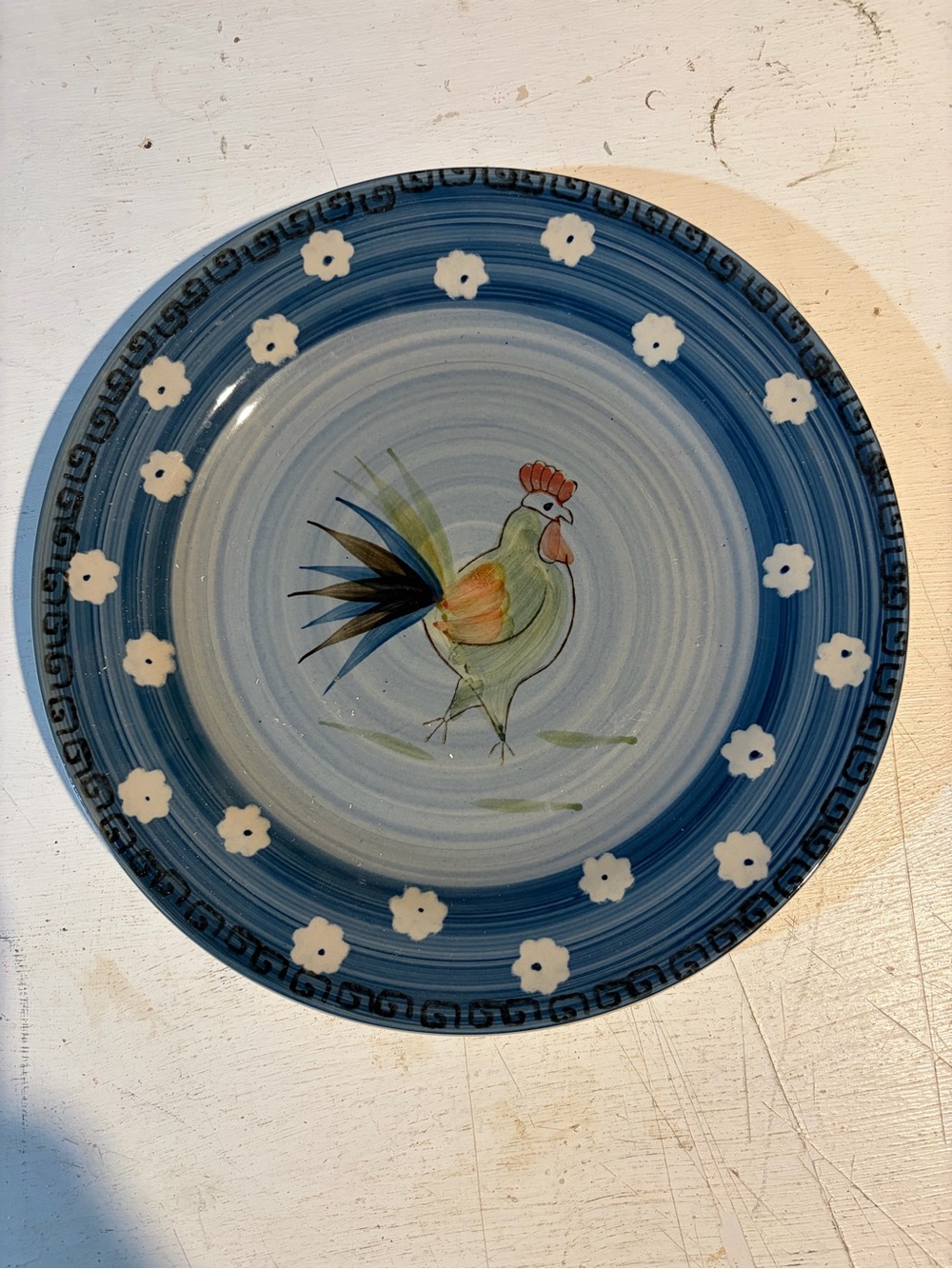 1- Royal Norfolk 10 3/4" Dinner Plate Colorful Rooster Center
